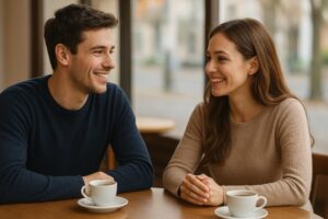 Couple Exploring Compatibility While Having Coffee